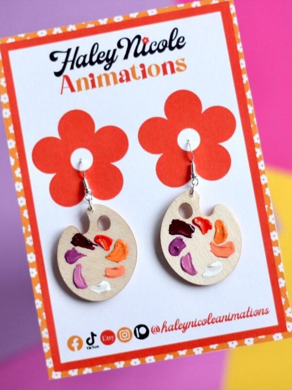 Subtle Lesbian Pride Flag Painter Palette Earrings Multicolor Design Sunset Flag